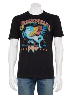 Steve Miller Band Black T-Shirt Men Small Retro Pegasus Rock Tee NEW